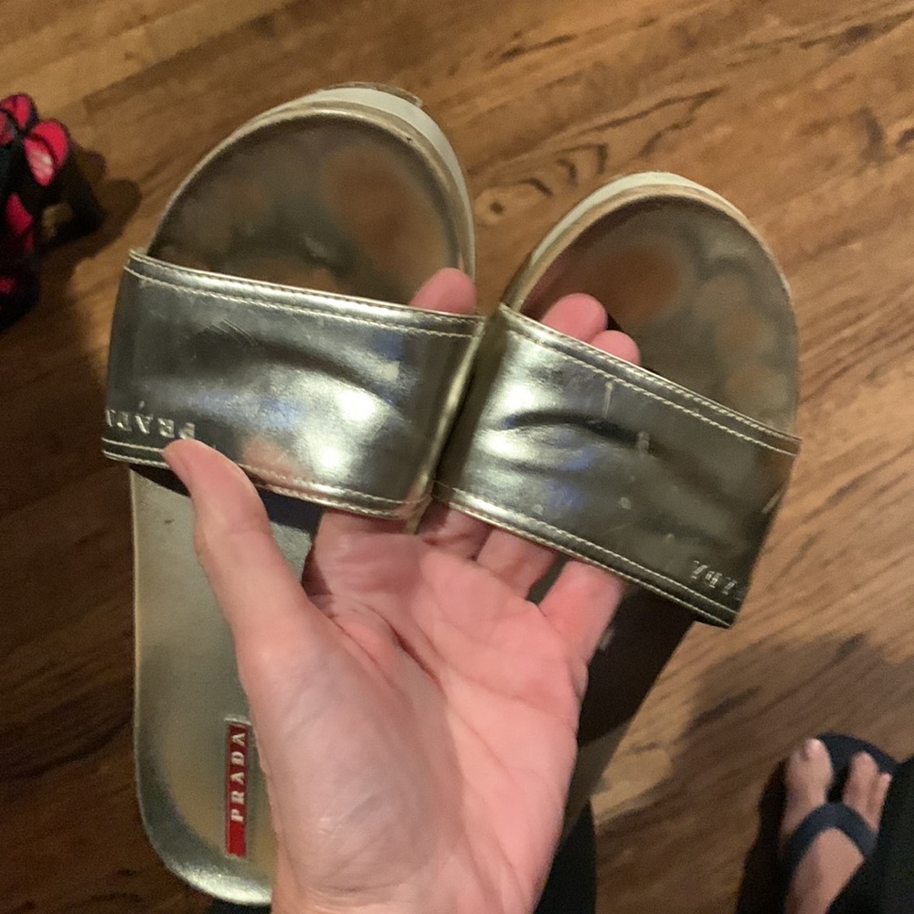 Gold Prada slip on wedges size 38 - Picture 5 of 12